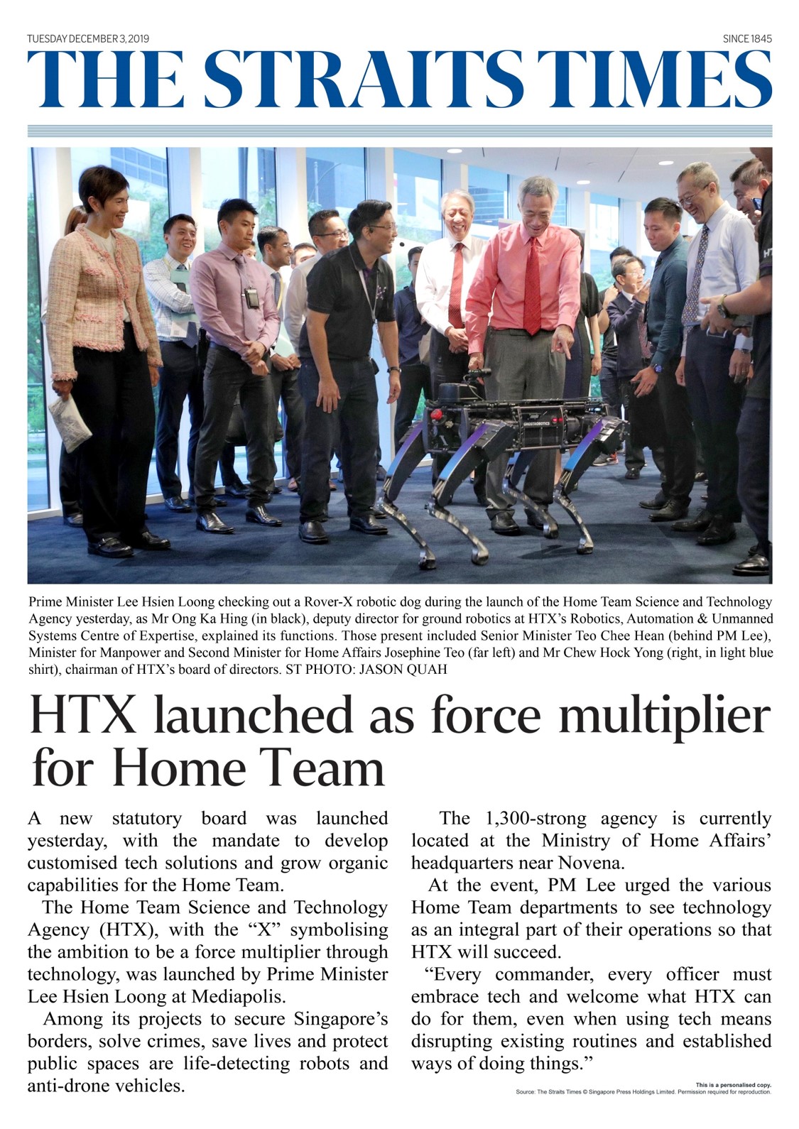 HTX launched as force multiplier for Home Team
