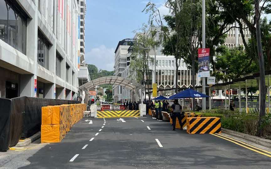 An Mobile Crash Barrier (MCB) deployed by HTX’s Platform Systems Sustainment Centre.