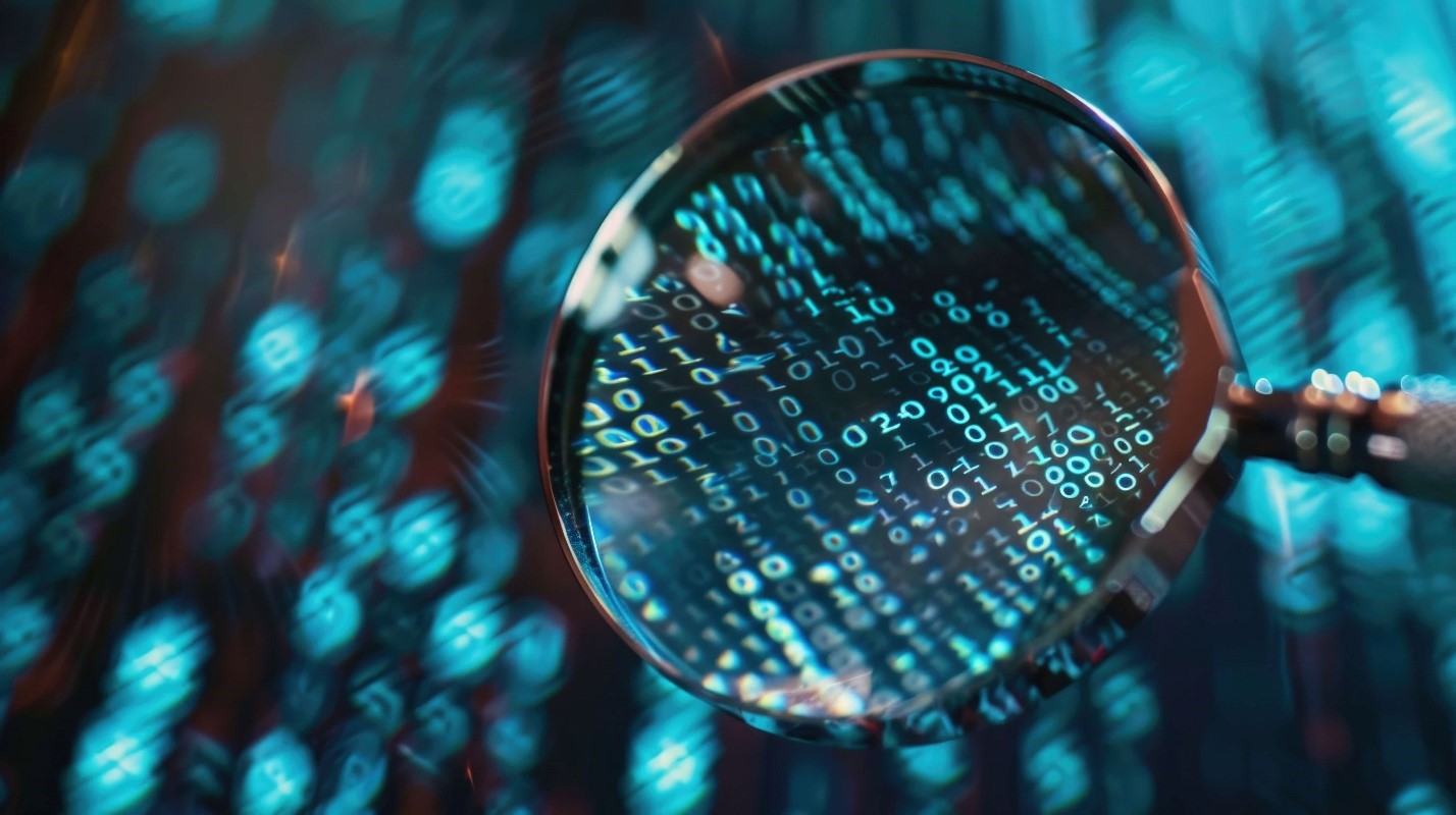 A magnifying glass with numbers on it.