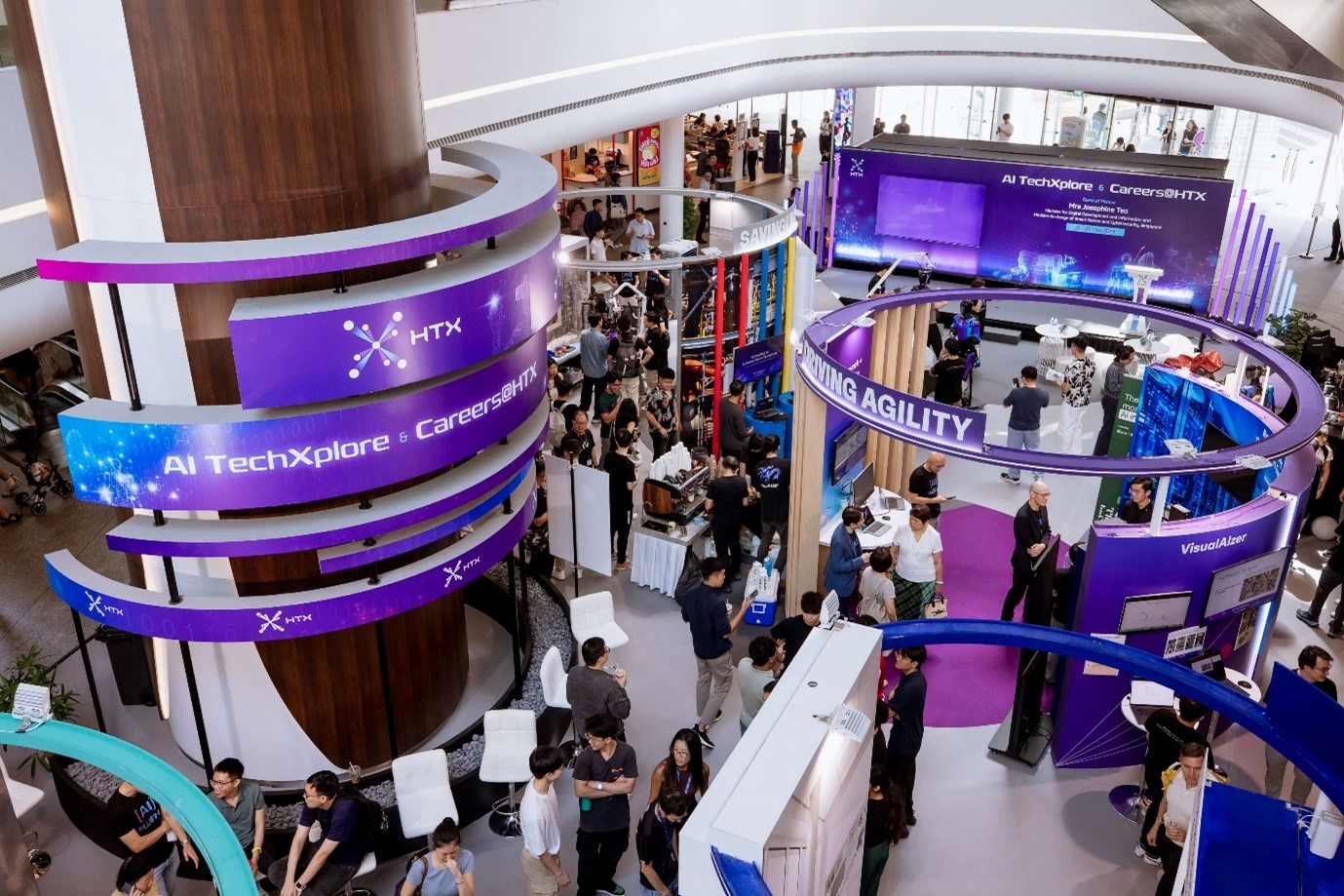 Bird's eye view of the tech exhibition.