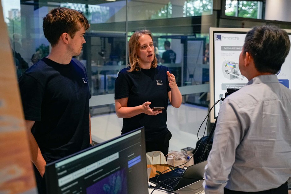 Two people conversing.