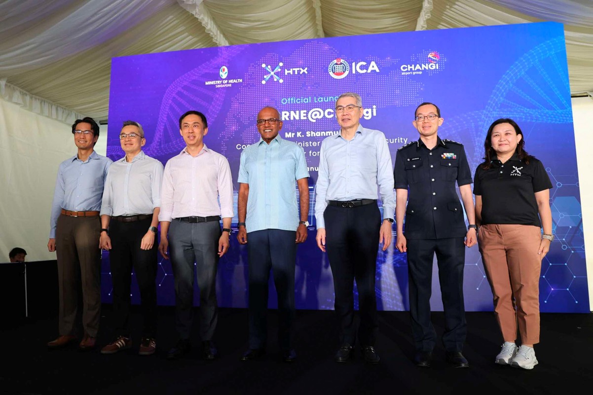 Group on stage at the launch of CBRNE@Changi.