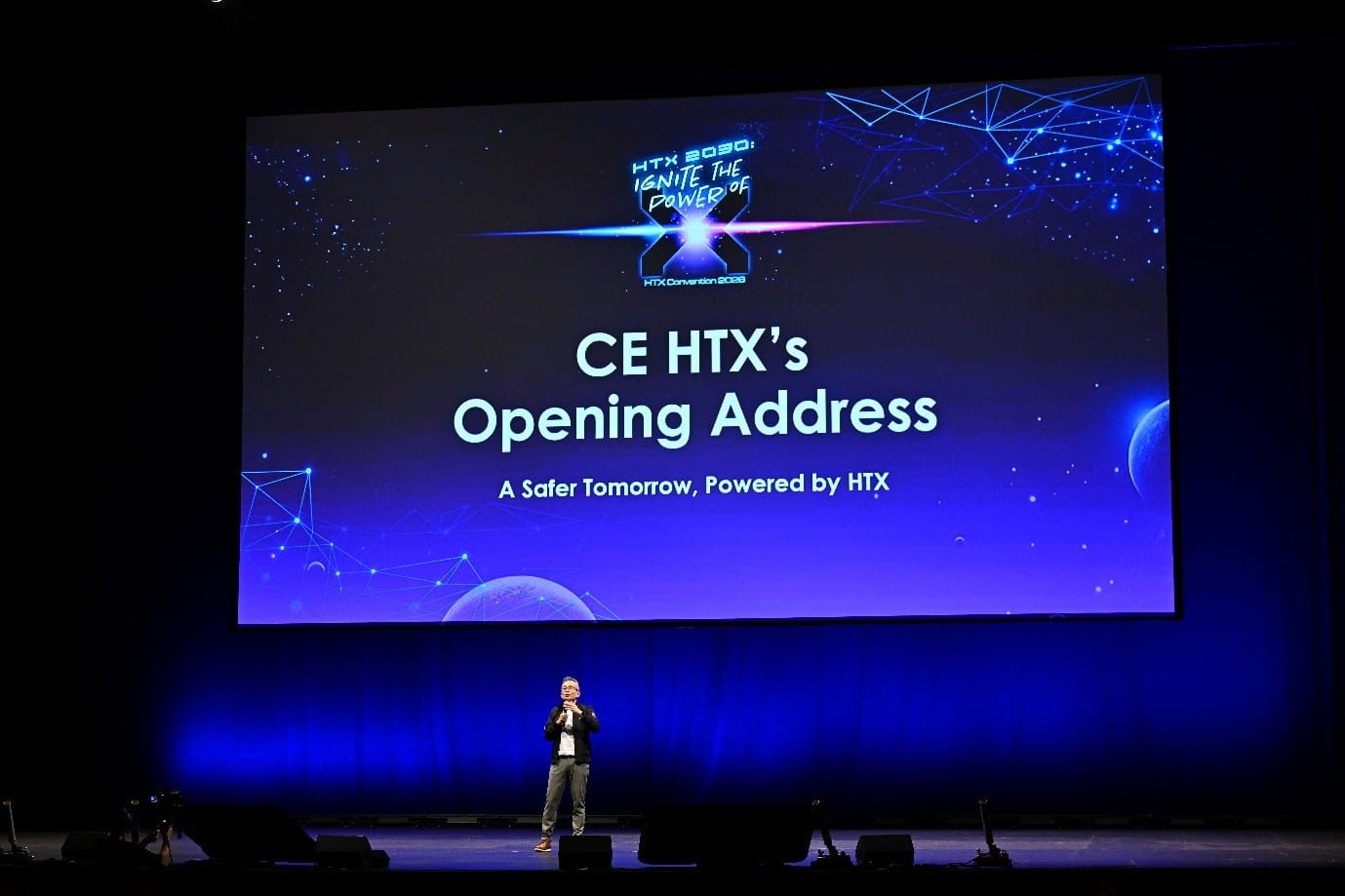 HTX CE on stage delivering his Opening Address.