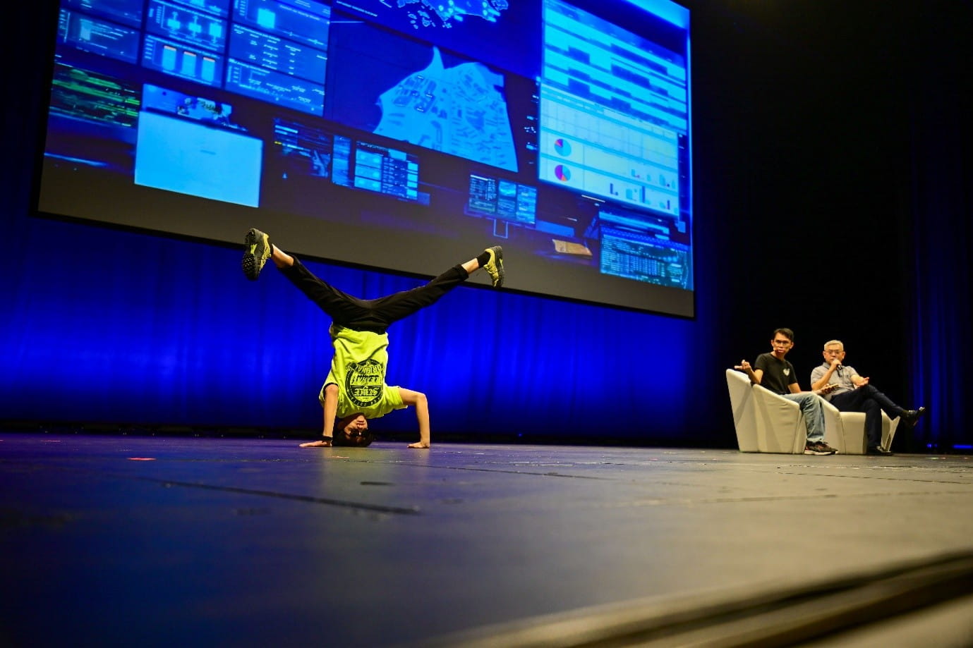A person performing a handstand.