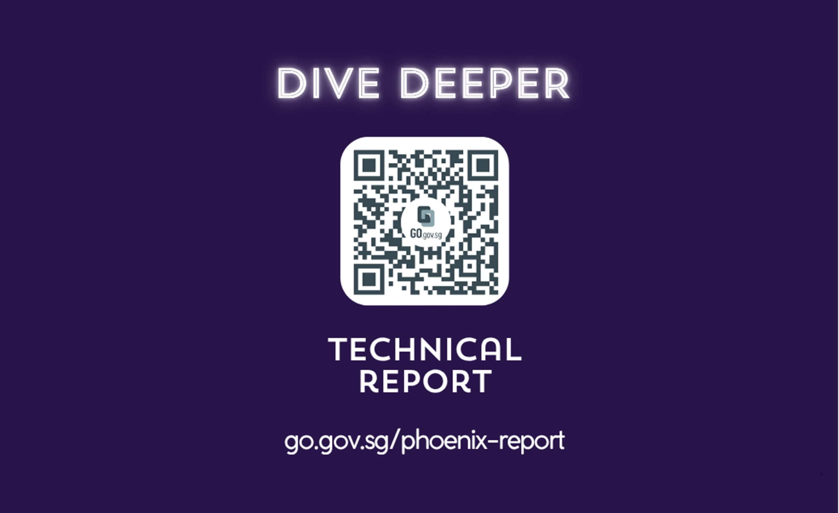 Digital graphic featuring a QR code centered on a dark purple background with the text 